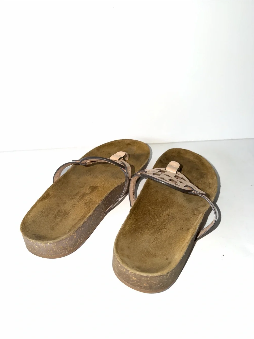Tory Burch Miller Cloud Leather Sandal Blush Peach US 9 Natual Cork